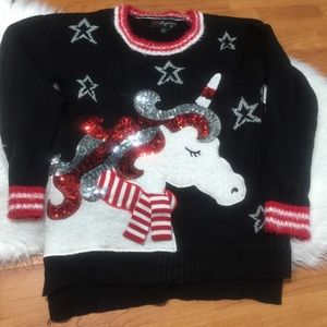 Christmas Ugly Sweater Cute Women’s Sweater Unicorn Candy Cane
